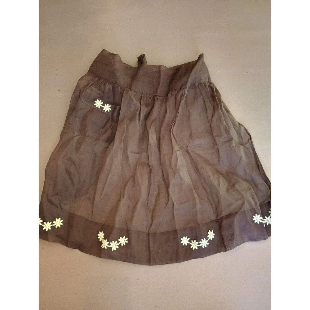 Vtg Half Apron Blue Brown Floral Pockets Cottage Core Granny Handmade Lot Of 2